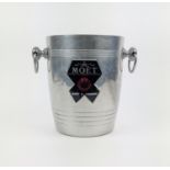 VINTAGE MOET AND CHANDON ALUMINIUM ICE BUCKET, twin handled form, 1980's, 22cm H.