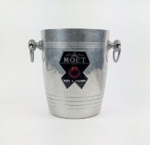 VINTAGE MOET AND CHANDON ALUMINIUM ICE BUCKET, twin handled form, 1980's, 22cm H.