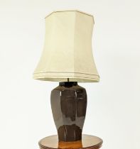 TABLE LAMP, glazed ceramic, with shade, 88cm H approx.