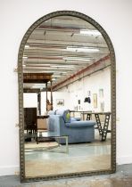 WALL MIRROR, Victorian painted with arched guilloche frame, 217cm H x 129cm.