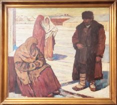 20TH CENTURY RUSSIAN SCHOOL, oil on canvas, framed, 113cm H x 124cm W.