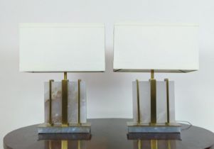 R V ASTLEY TABLE LAMPS, a pair, each 56cm tall overall, including shades. (2)