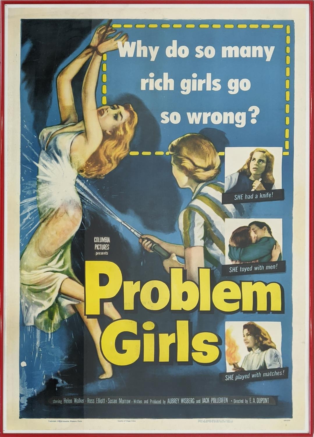 PROBLEM GIRLS ORIGINAL FILM POSTER, 1953, 107cm x 73cm, framed.