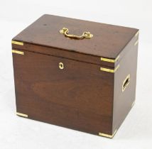 SILVERSMITH'S BOX, Victorian mahogany and brass bound, bears engraved plaque, 35cm H x 41cm x 28cm.