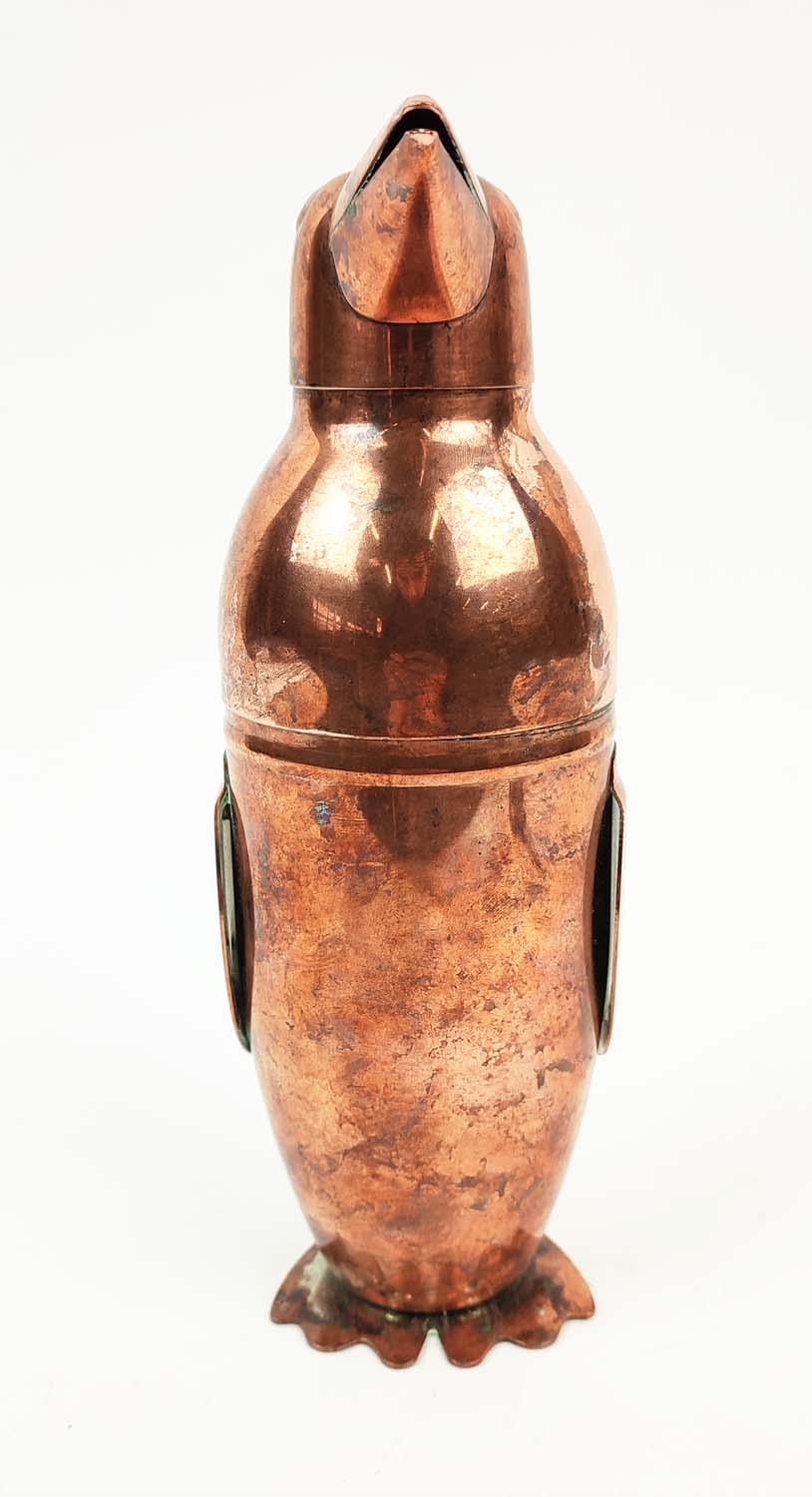 PENGUIN COCKTAIL SHAKER, copper, 25cm H, together with a set of metal cheese markers and a - Image 7 of 15