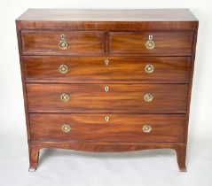 SCOTTISH HALL CHEST, 19th century Scottish Regency figured mahogany and satinwood line inlaid of