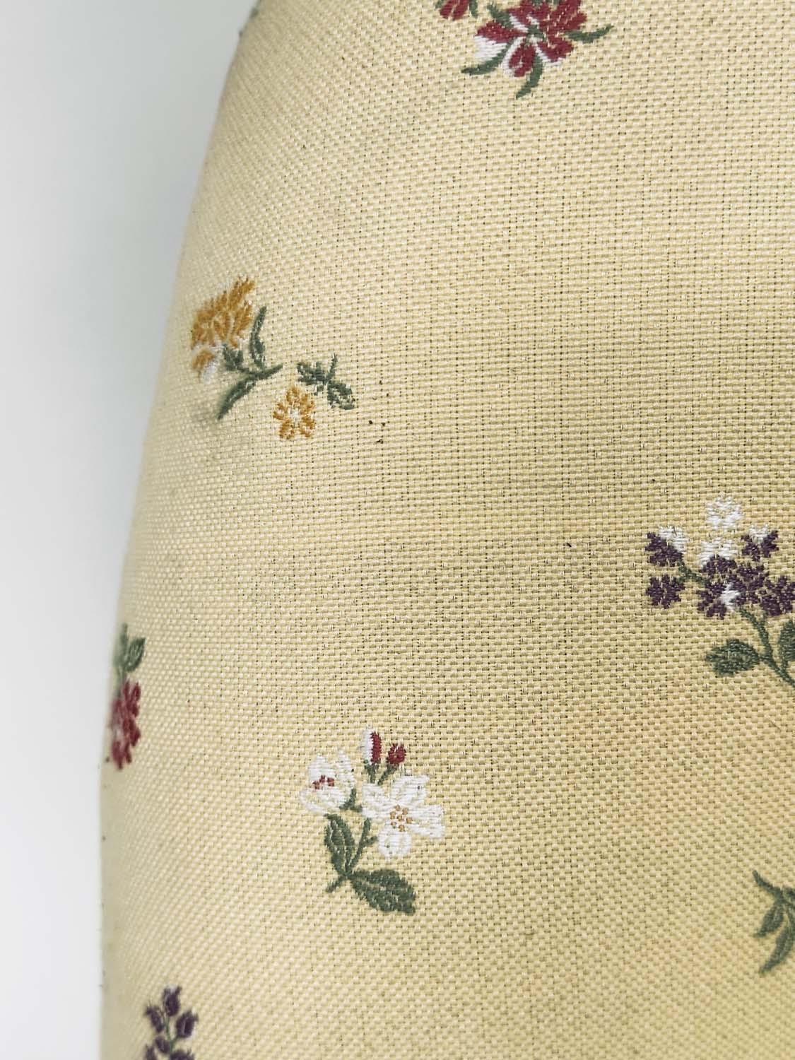 ARMCHAIR, 19th century primrose yellow and floral sprays with buttoned back and turned supports, - Image 7 of 9