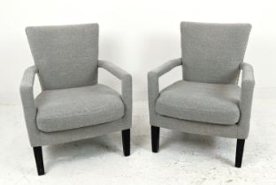 CASA PADRINO ARMCHAIRS, a pair, in grey fabric with studded detail, each 66cm W. (2)