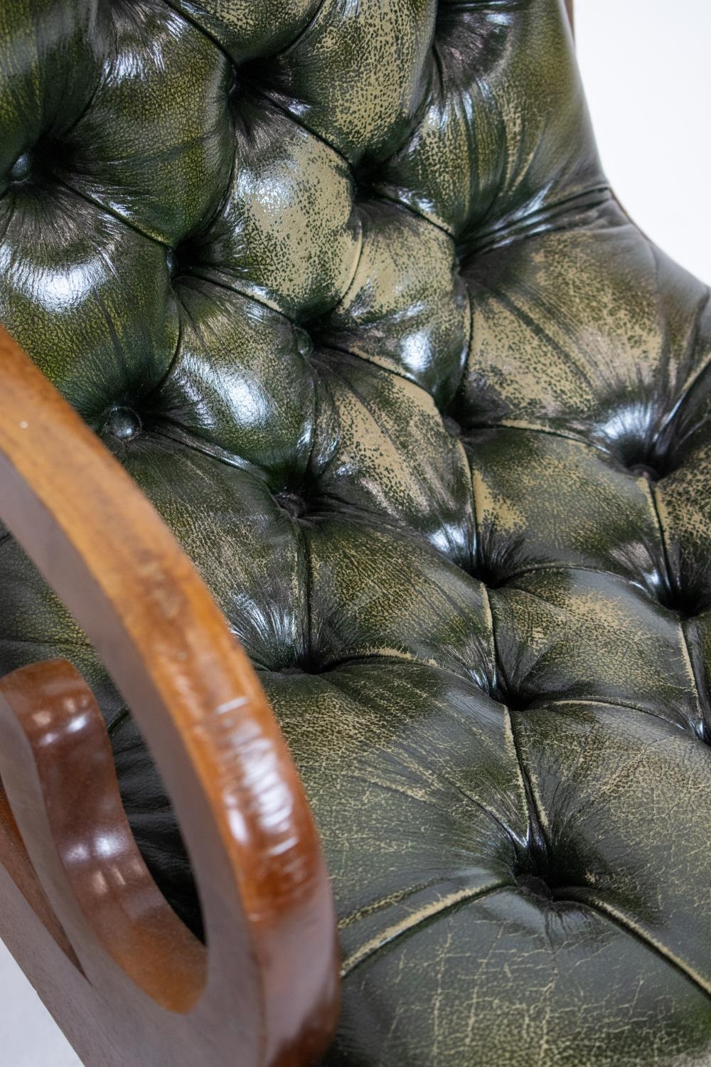 ARMCHAIRS, a pair, Regency style mahogany and buttoned green leather, 86cm H x 52cm. (2) - Image 3 of 3