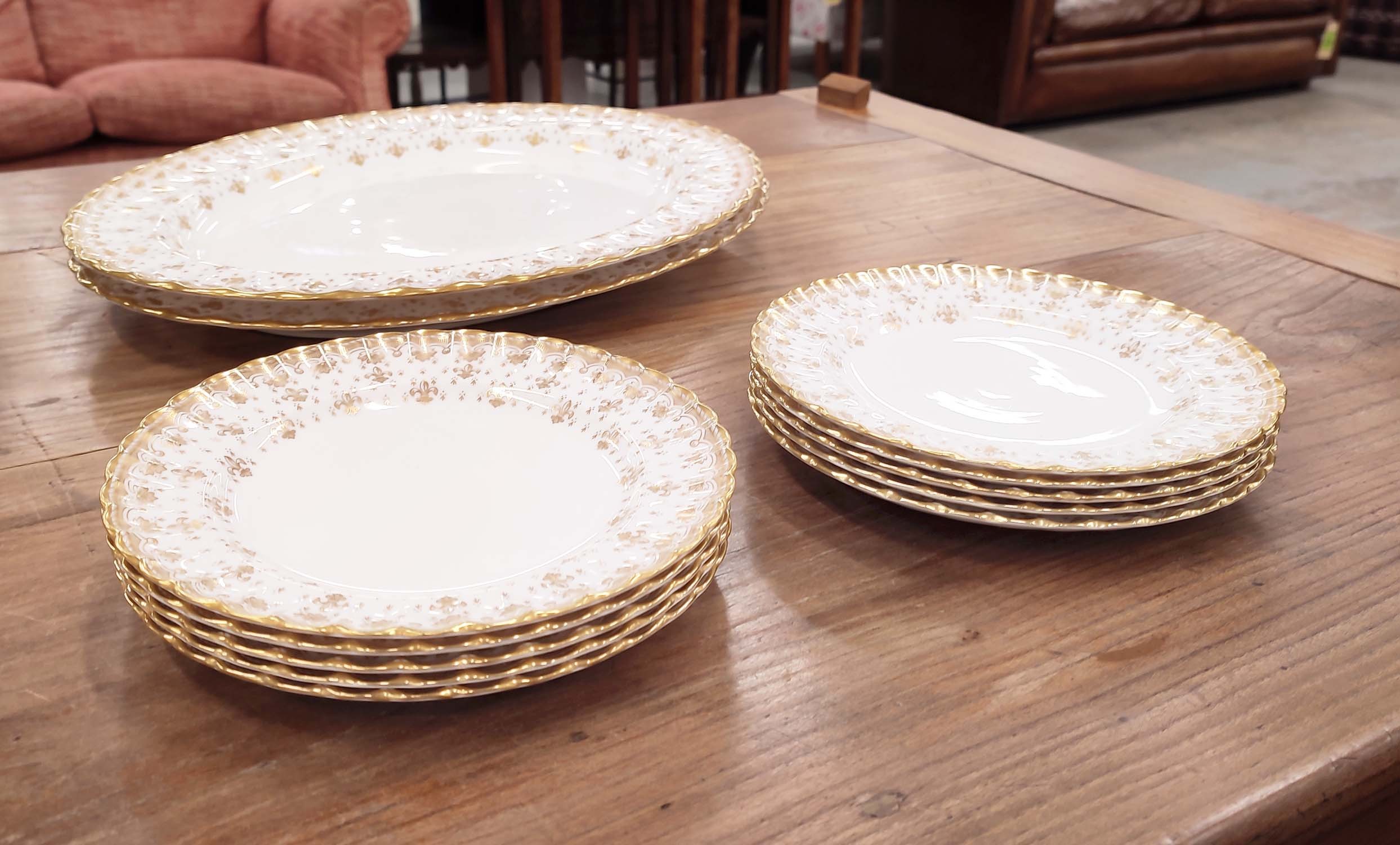 SPODE DINNER SERVICE, Fleur-De-Lys gilt fine bone China, comprising ten dinner plates, ten side - Image 10 of 10