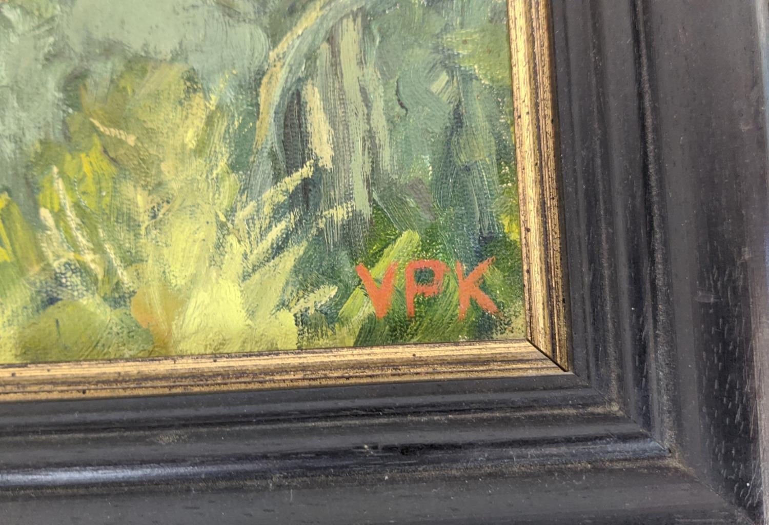 20TH CENTURY SCHOOL, 'Landscape', oil on board, initialled VPK, 38cm x 48cm, framed. - Image 2 of 3