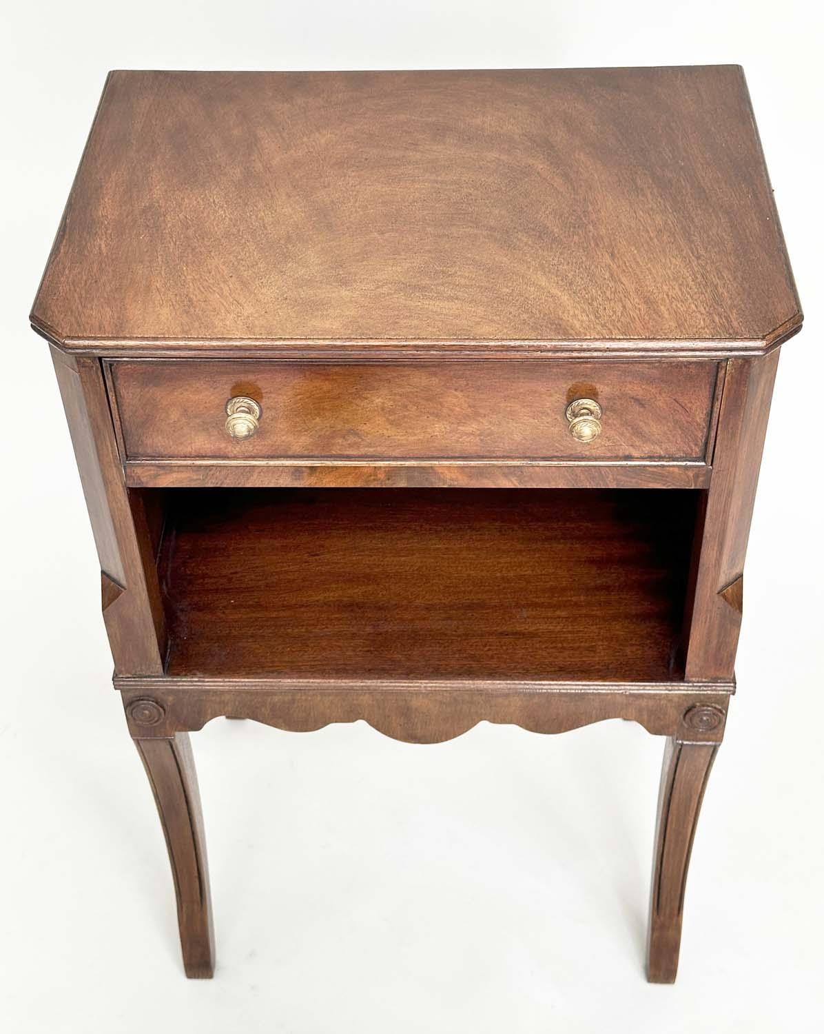 LAMP TABLES, a pair, George III design flame mahogany each with frieze drawer and sabre front - Image 9 of 11