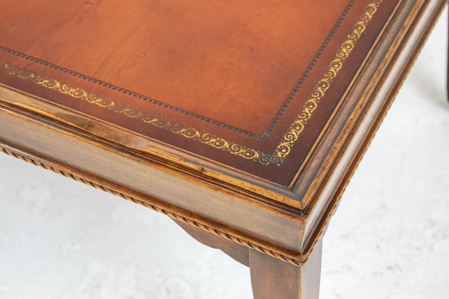 LOW TABLE, Georgian style mahogany with leather top, 43cm H x 102cm x 56cm. - Image 3 of 4