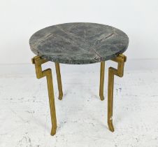 SIDE TABLE, with a circular green marble top on gilt metal legs, 68cm x 63cm H.
