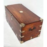 TRUNK, 19th century Chinese export camphorwood and brass bound with rising lid and carrying handles,