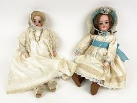 BISQUE HEAD DOLLS, two, c.1900-1910, German by Armand Marseille Kopplesdorf. (2)