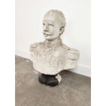 PLASTER BUST OF A GENERAL, 77cm H x 62cm.