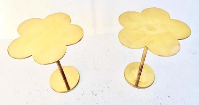 CLOVER LEAF SIDE TABLES, a pair, in gilt metal, 51cm H x 41cm x 41cm. (2)