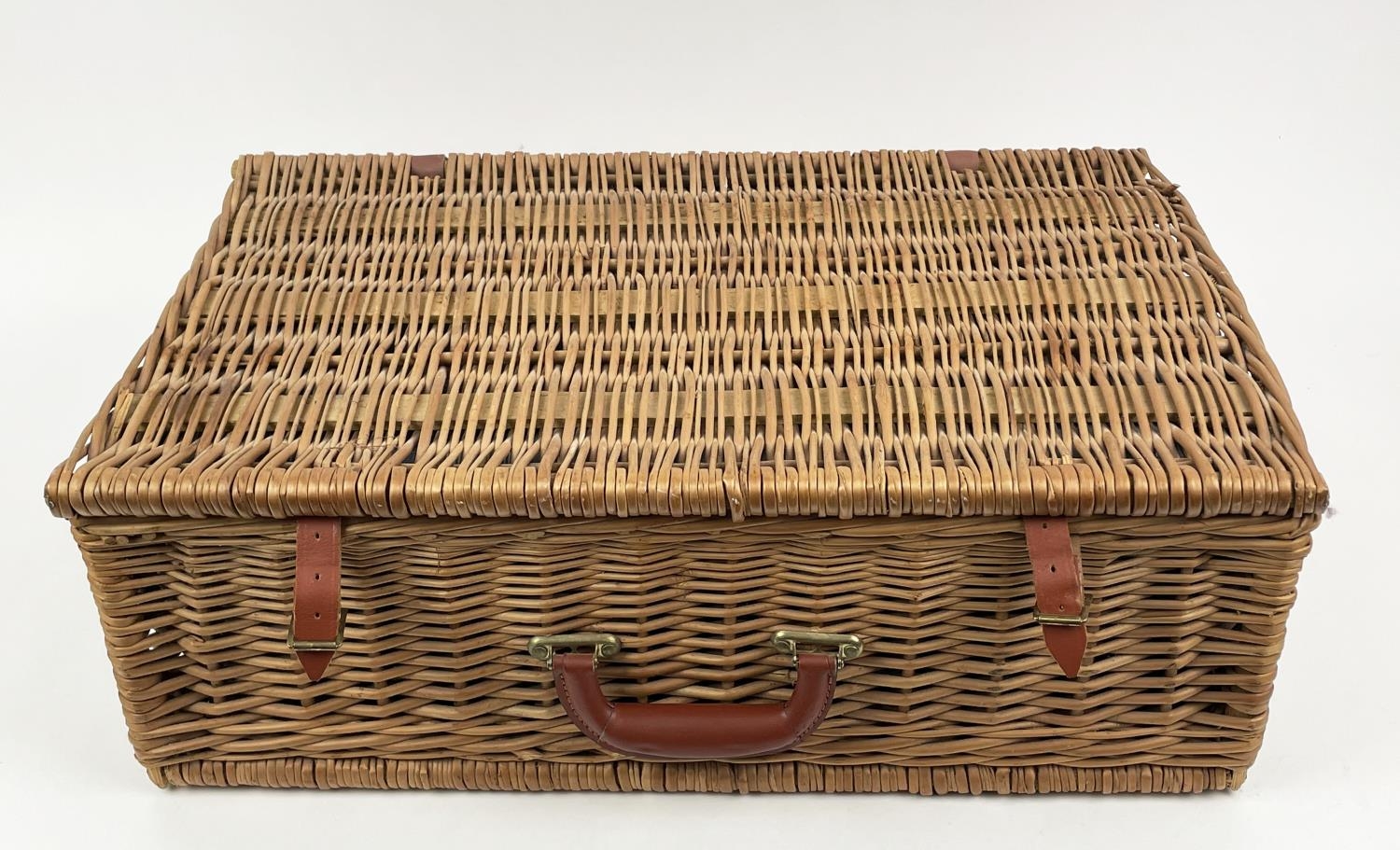 G.T.C. PICNIC BASKET, four place setting, including plates, cutlery, mugs, flask and tuperware in - Image 4 of 8