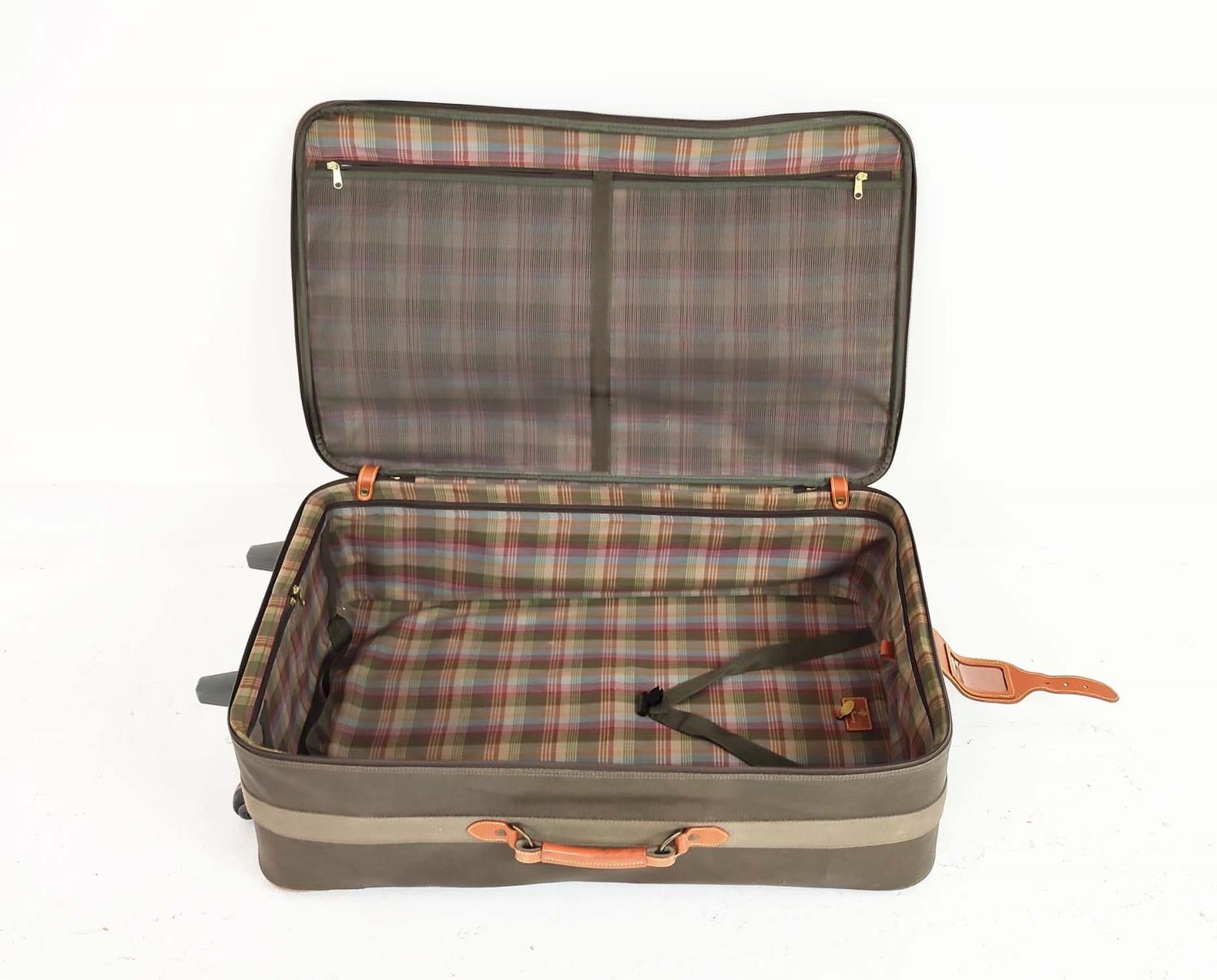 MULBERRY VINTAGE TRAVEL SET, scotchgrain with tan leather trims and handles, two trolleys, one - Image 9 of 11