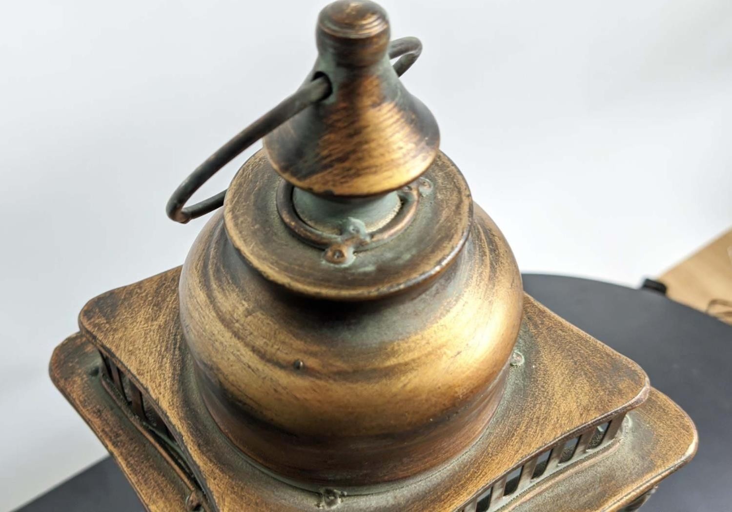 LANTERNS, a pair, in aged gilt metal finish, 55cm H. (2) - Image 6 of 6