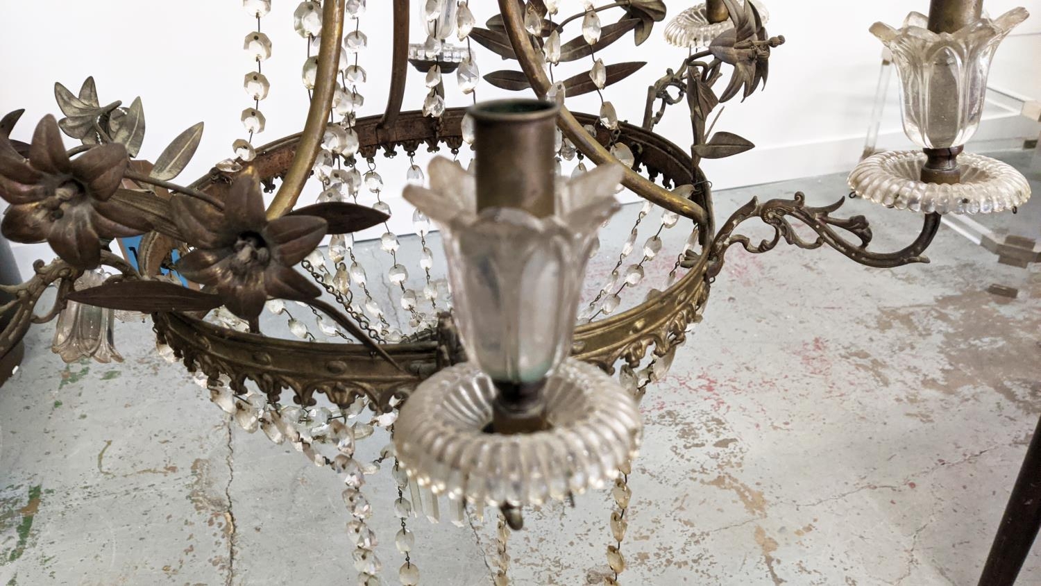 CHANDELIER, late 19th/early 20th century French, six branch, 100cm H approx. - Image 3 of 7