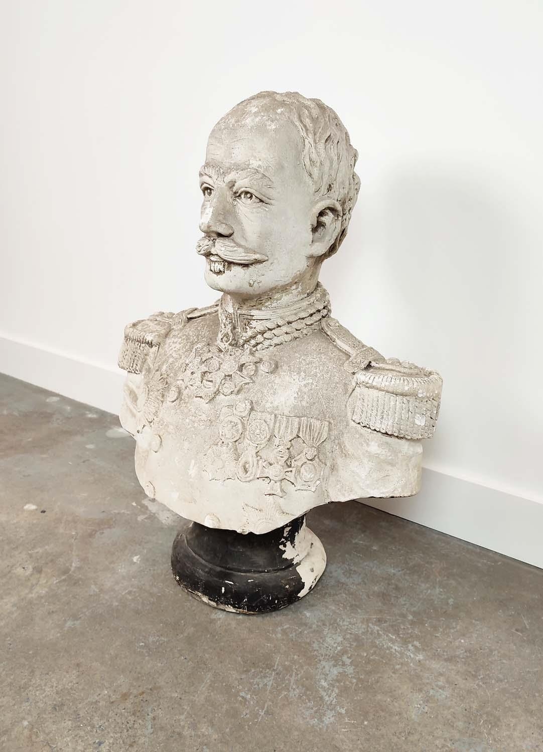 PLASTER BUST OF A GENERAL, 77cm H x 62cm. - Image 2 of 8