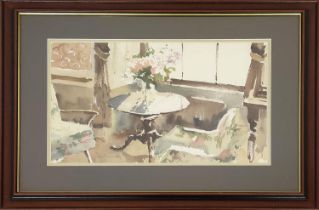 JOHN YARDLEY (British b.1933) 'Interior scene', watercolour, 33cm x 49cm, framed.