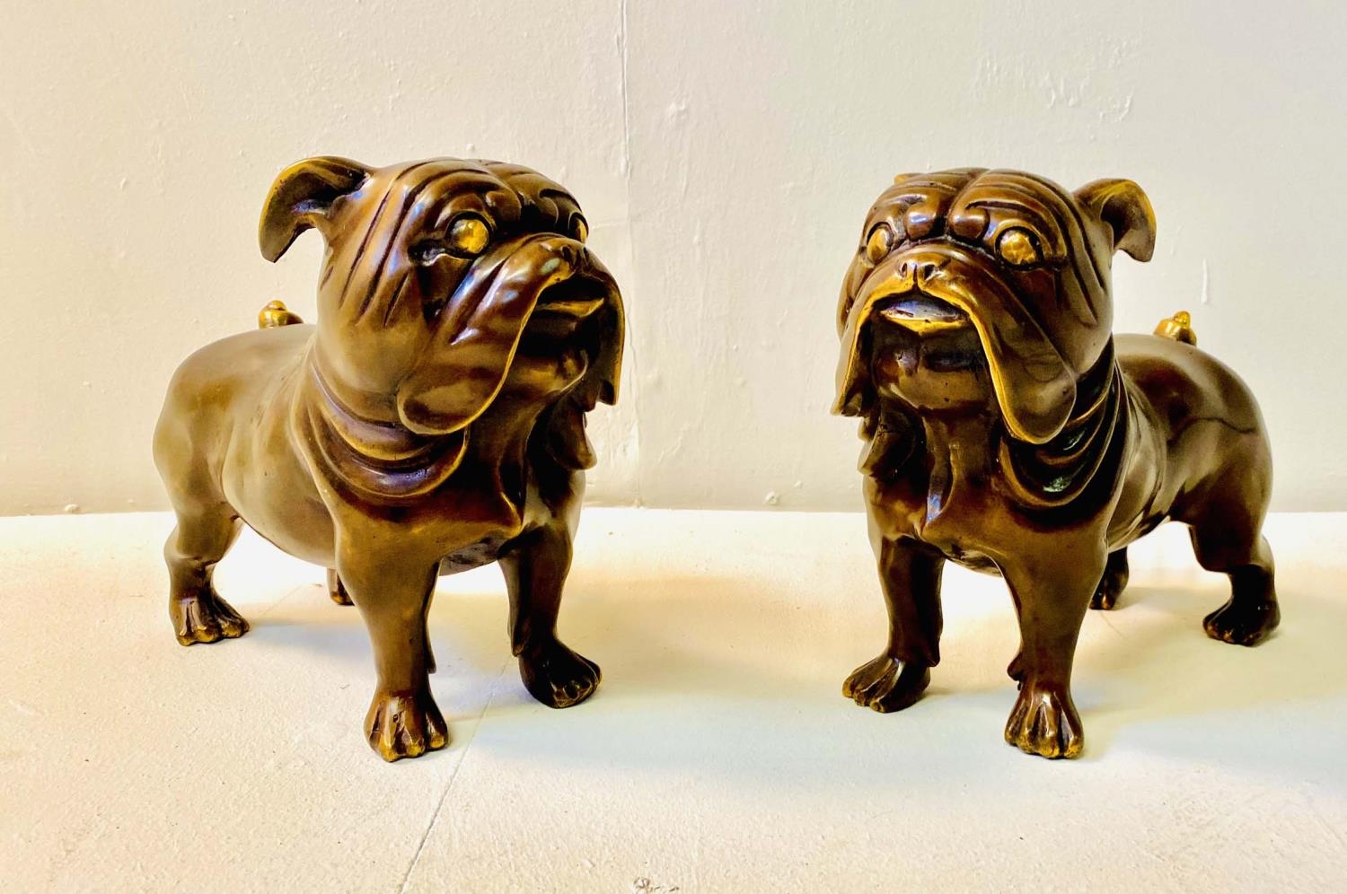 BULLDOGS, a pair, in bronze, 29cm H x 38cm L (2) - Image 2 of 4