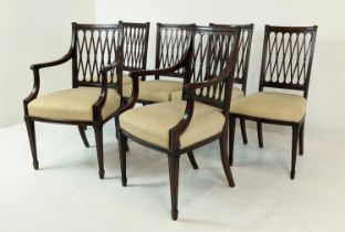 DINING CHAIRS, a set of ten, including two carvers, 19th century Sheraton style mahogany with