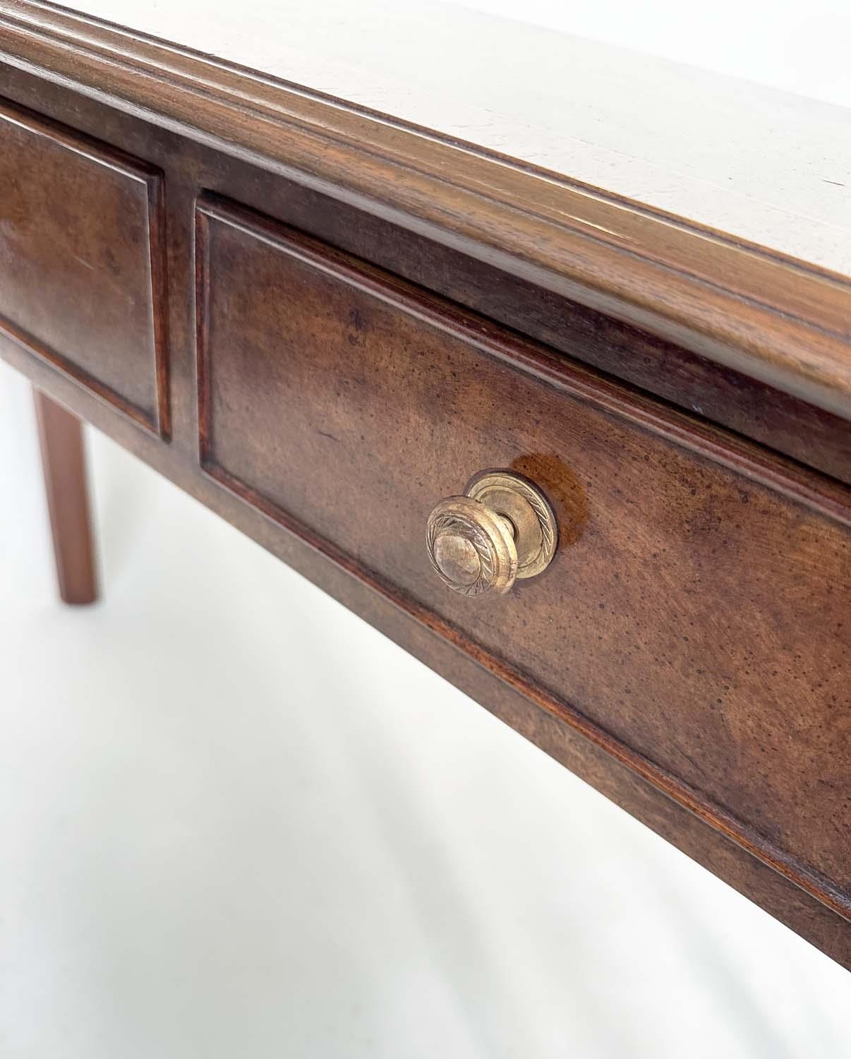 HALL TABLE, George III design burr walnut crossbanded with four frieze drawers and chamfered - Image 12 of 14