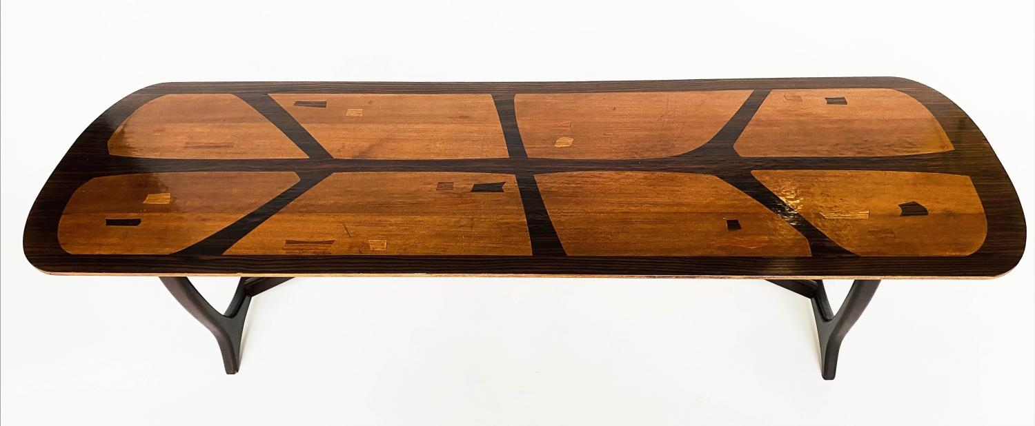 HEALS LONG TOM TABLE, mid 20th century parquetry specimen wood by Everest for Heals, 152cm W x - Image 7 of 9