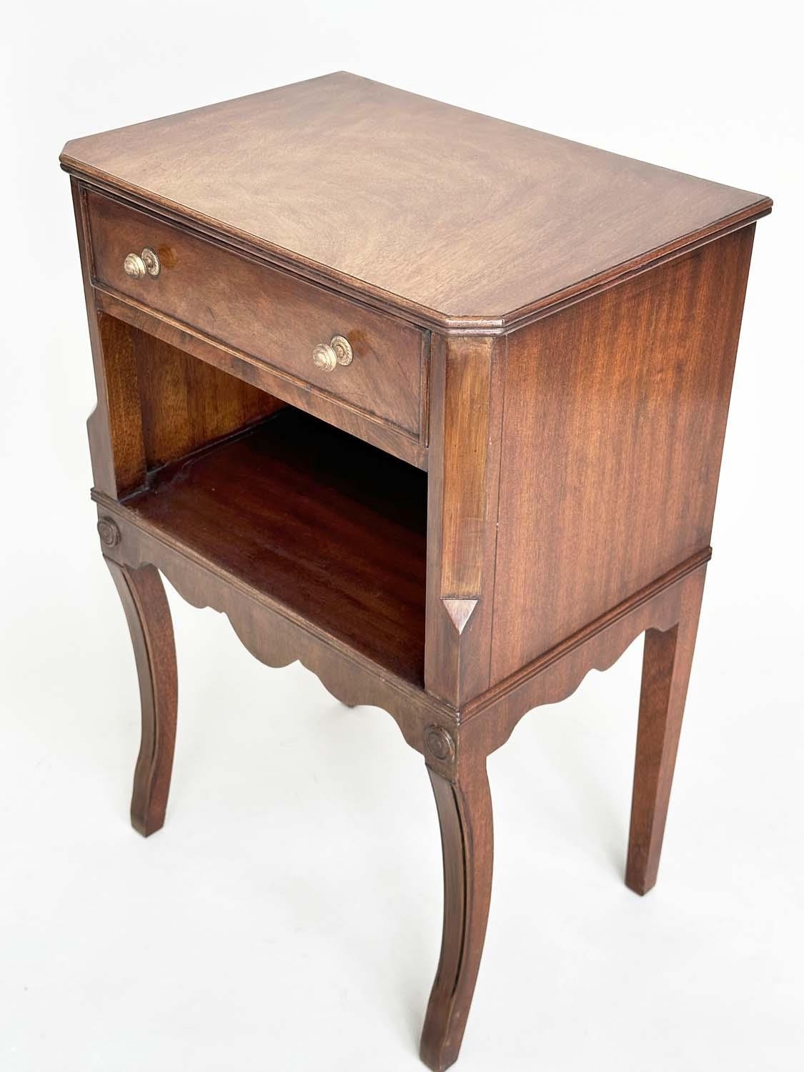 LAMP TABLES, a pair, George III design flame mahogany each with frieze drawer and sabre front - Image 10 of 11