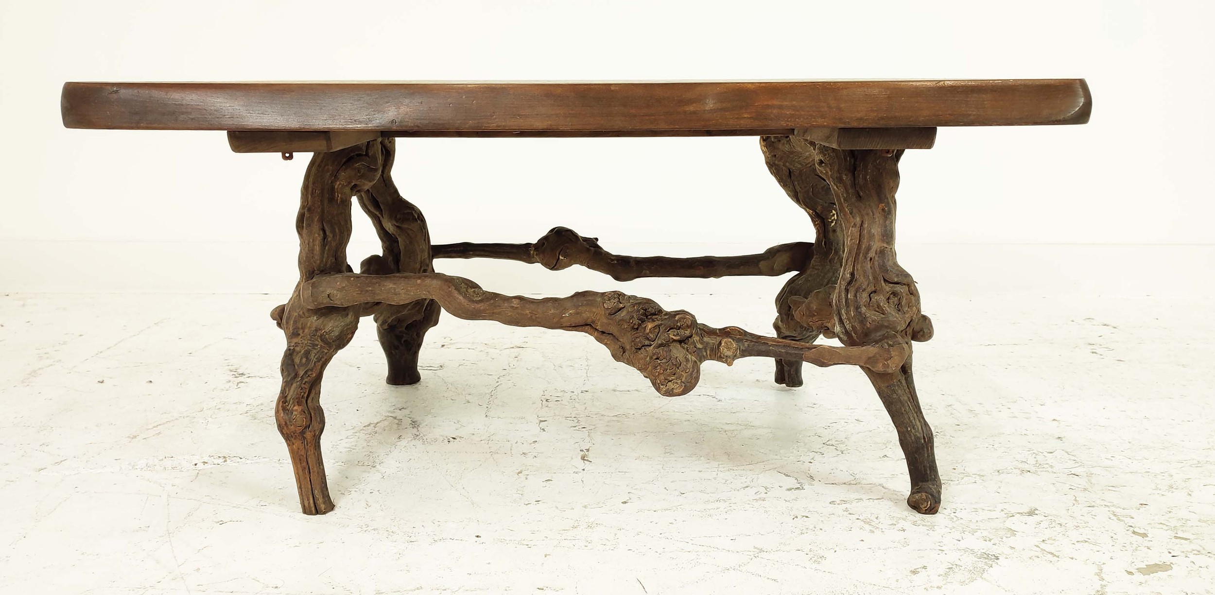 ROOT LOW TABLE, shaped elm top on naturalistic base, 48cm H x 100cm W x 59cm D. - Image 2 of 6