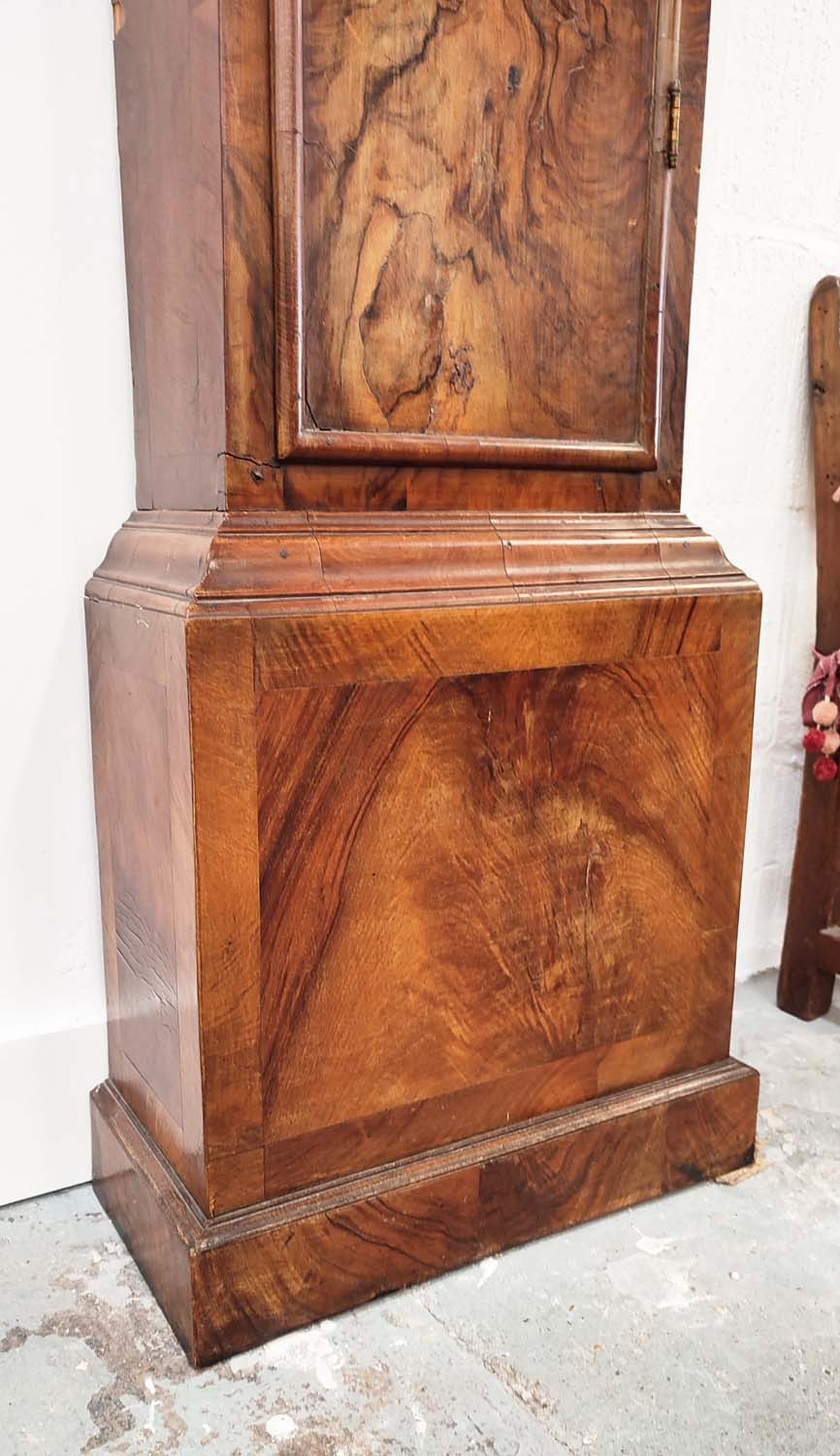 EARLY 18TH CENTURY ‘R. HAUGHTIN’ EIGHT DAY LONGCASE CLOCK, walnut, 11 inch brass dial with gilt - Image 2 of 9