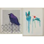 SAGE VAUGHN (British b.1976), 'Malting dance' and 'Purple crow', screenprints in colours, pencil