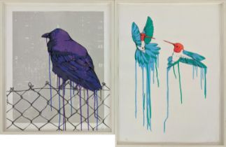 SAGE VAUGHN (British b.1976), 'Malting dance' and 'Purple crow', screenprints in colours, pencil