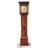 EARLY 18TH CENTURY ‘R. HAUGHTIN’ EIGHT DAY LONGCASE CLOCK, walnut, 11 inch brass dial with gilt