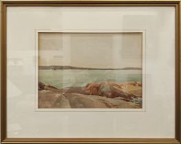 J G SYKES, 'Evening Mounts Bay', watercolour, 62cm x 75cm, signed and labelled verso, framed