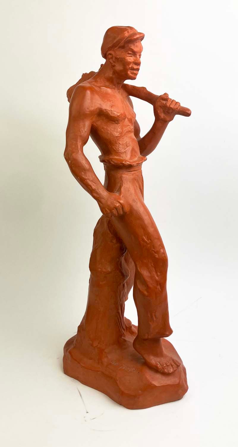 JOSEF ARNOST GAUSE (1910-1988), 'Le Travailleur', terracota, 52.5cm, signed. - Image 5 of 7