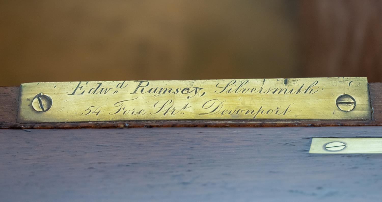 SILVERSMITH'S BOX, Victorian mahogany and brass bound, bears engraved plaque, 35cm H x 41cm x 28cm. - Image 5 of 5