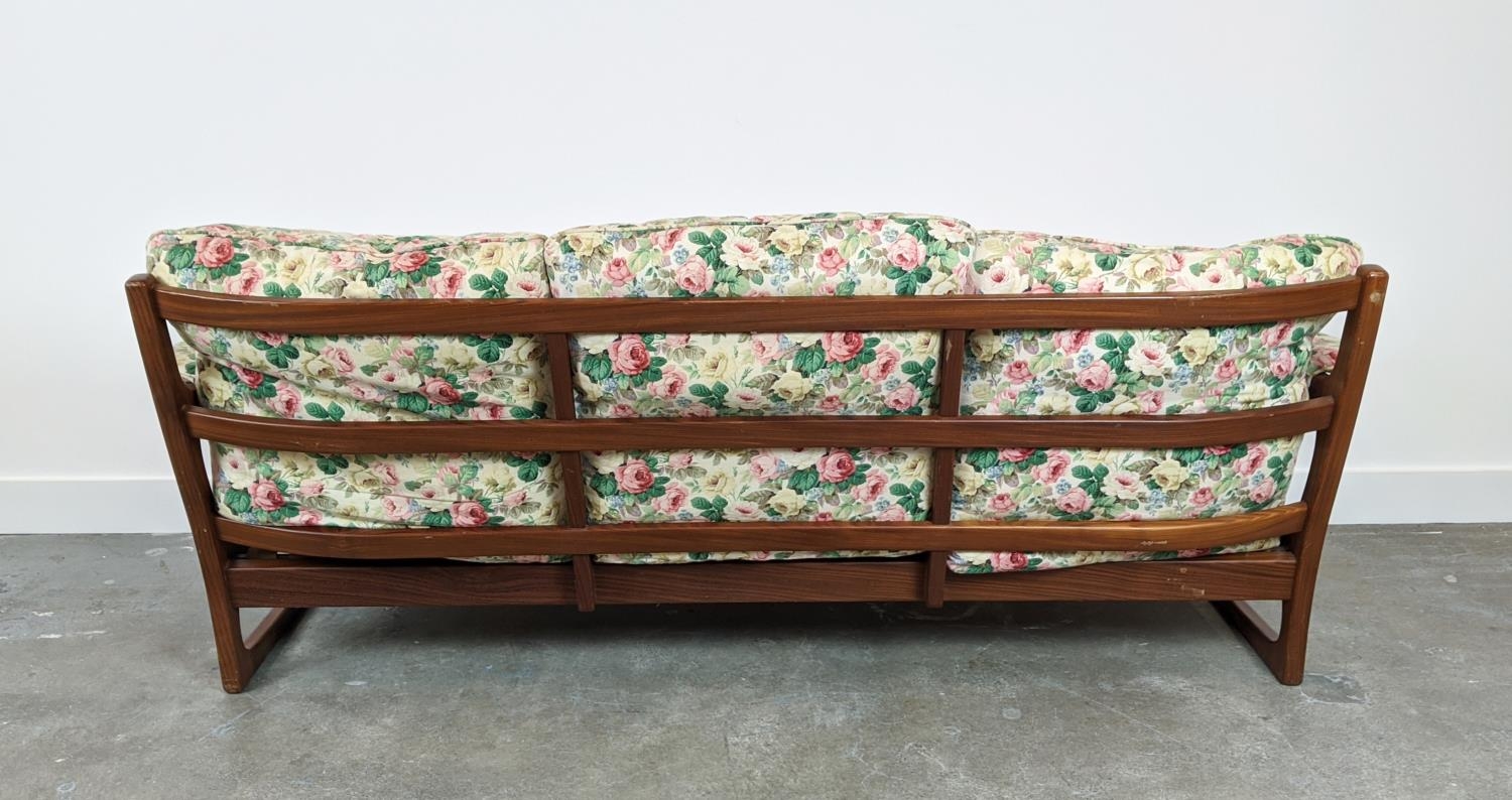 SOFA, circa 1970, Danish teak with floral cushions, 75cm H x 185cm x 76cm and a pair of matching - Image 10 of 10