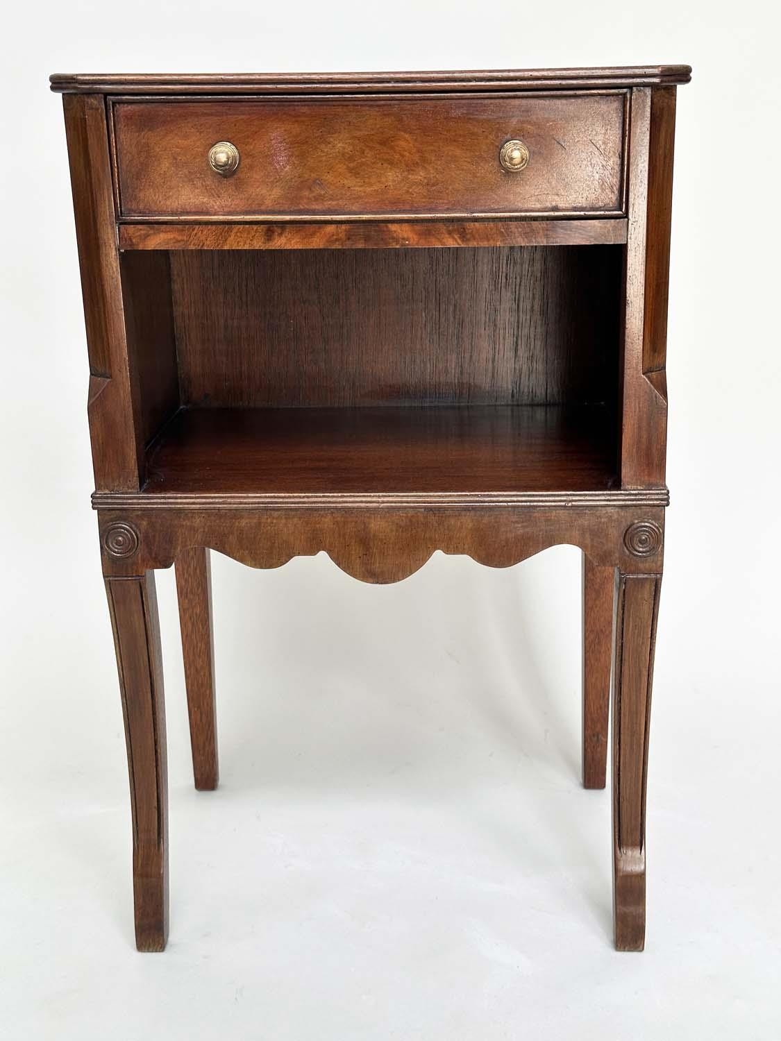 LAMP TABLES, a pair, George III design flame mahogany each with frieze drawer and sabre front - Image 5 of 11