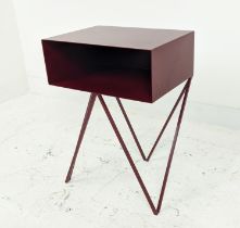 & NEW ROBOT SIDE TABLE, in red finish, 61cm H x 46cm W x 33cm D.