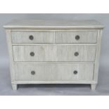 GUSTAVIAN STYLE COMMODE, 19th century Continental grey painted with four drawers and tapering