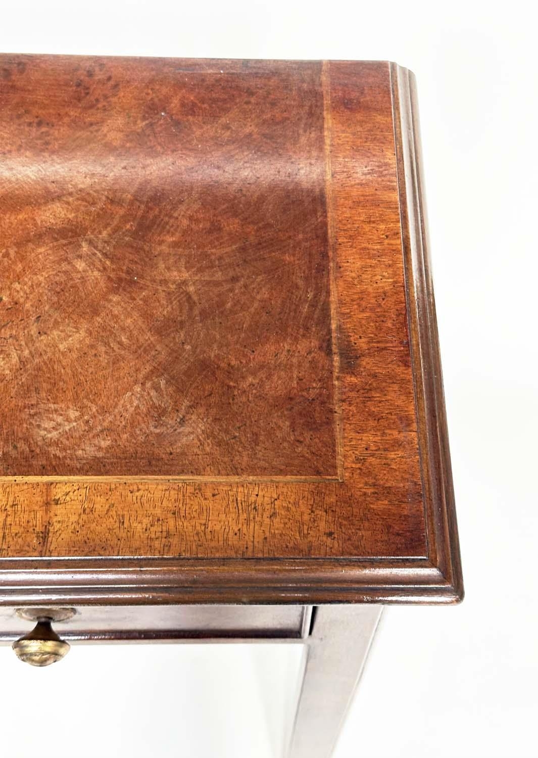 HALL TABLE, George III design burr walnut crossbanded with four frieze drawers and chamfered - Image 7 of 14