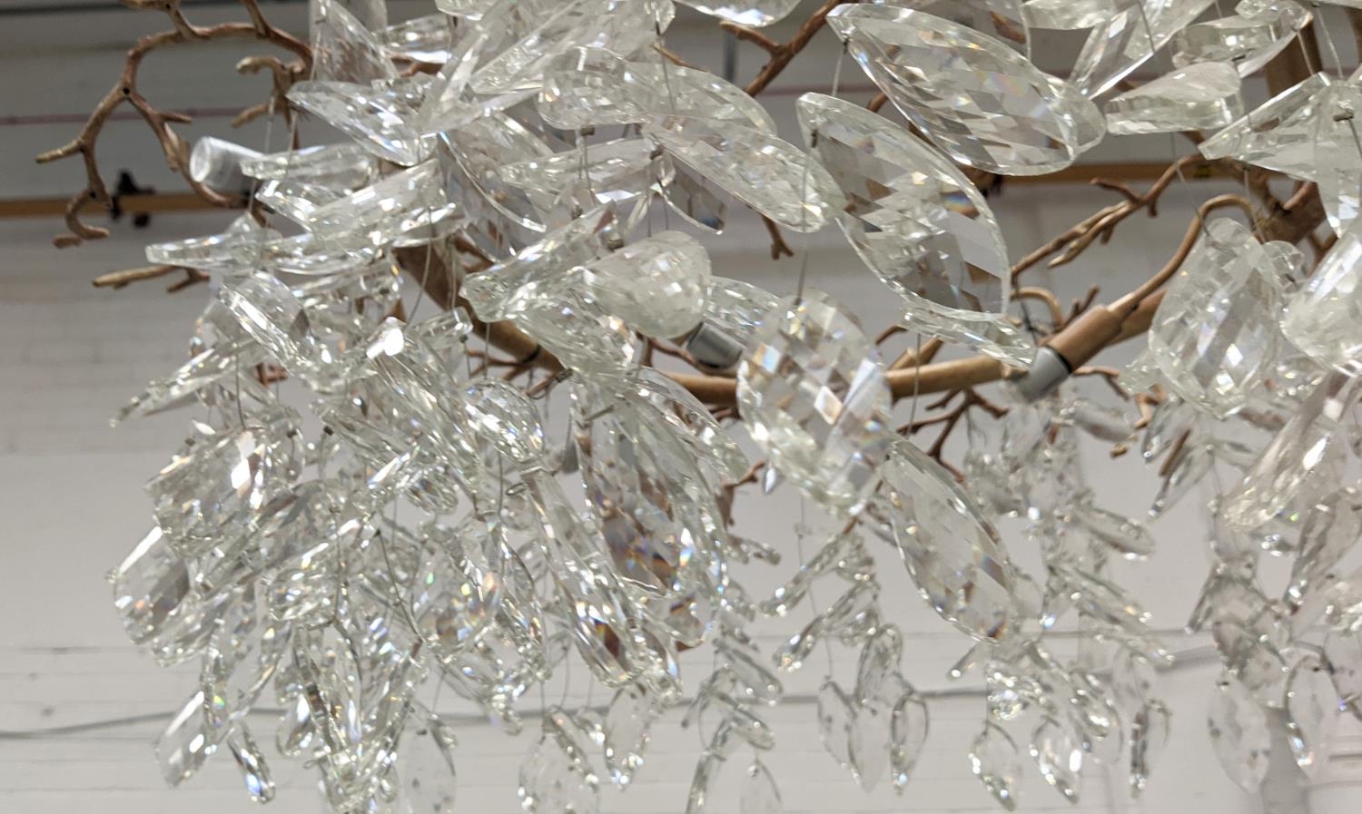 CHANDELIER, naturalistic design gilt metal with glass droplets, 80cm x 40cm drop. - Image 6 of 6