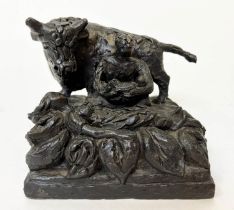 CAROLINE MACKENZIE (b.1958), 'Nativity with Bull' bronze, 15cm H x 18cm W,