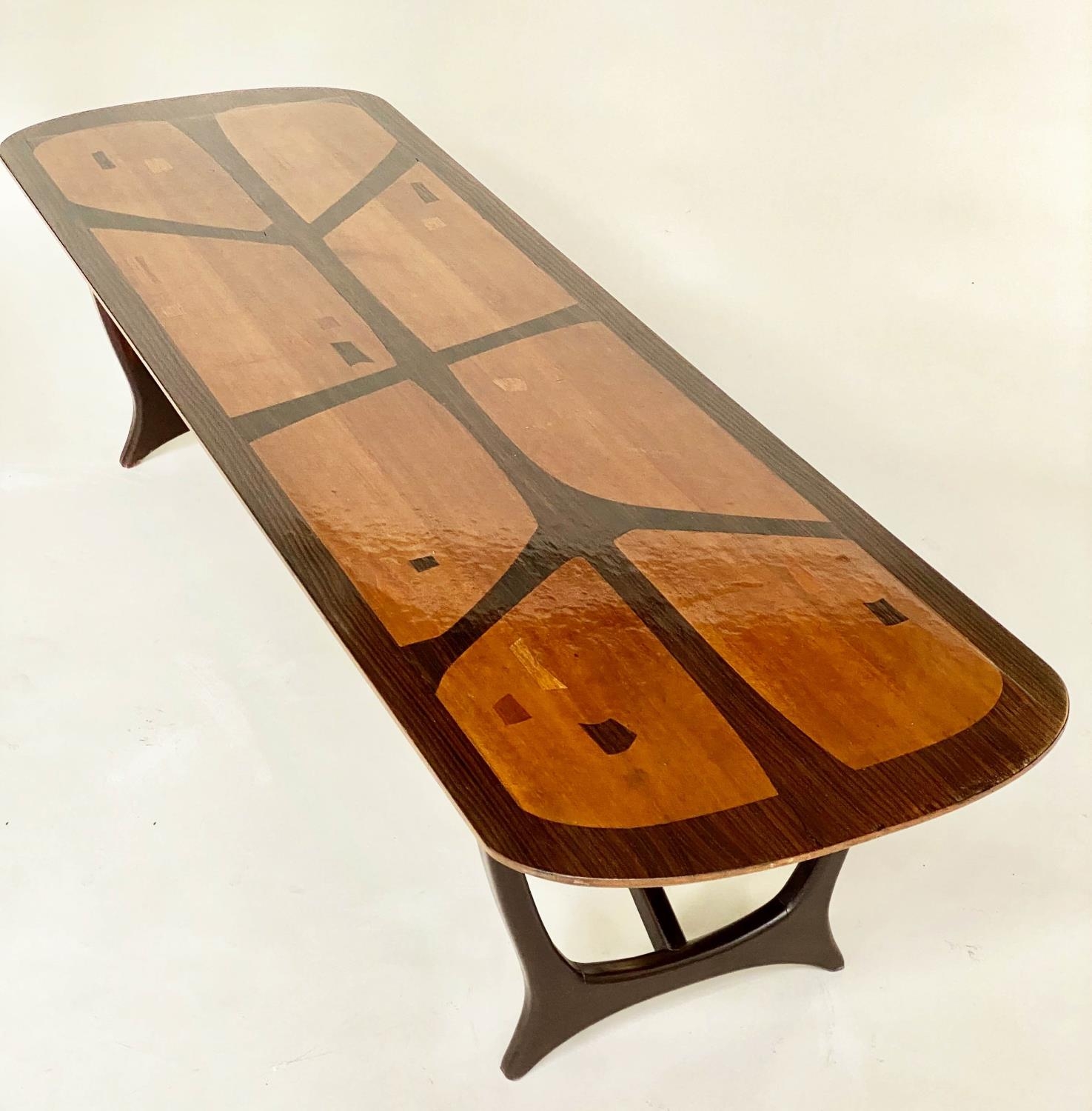 HEALS LONG TOM TABLE, mid 20th century parquetry specimen wood by Everest for Heals, 152cm W x - Image 2 of 9