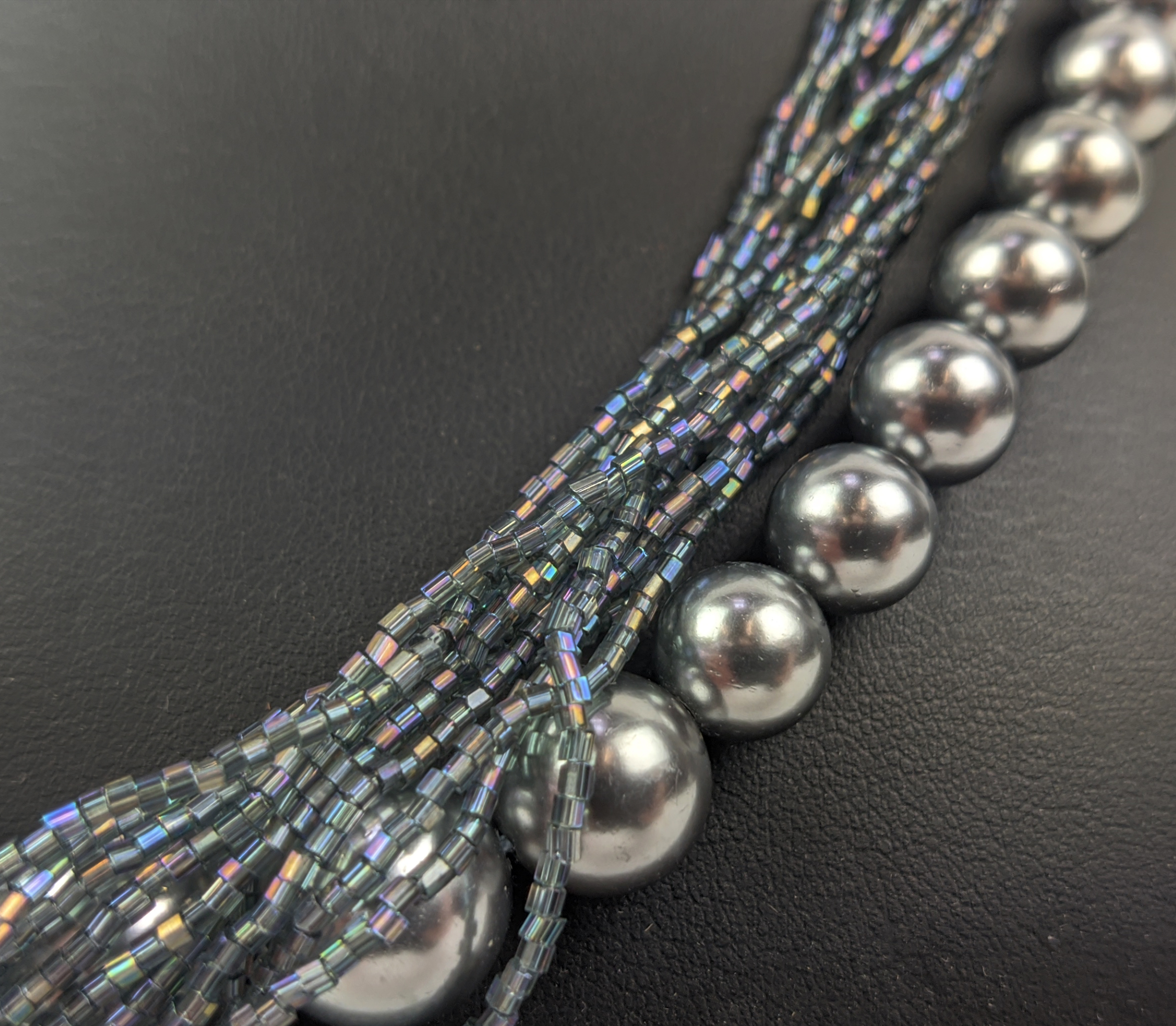 AN AQUAMARINE COLOURED ROUGH STONE NECKLACE, with a paste diamond clasp, 46cm long, together with - Image 7 of 10